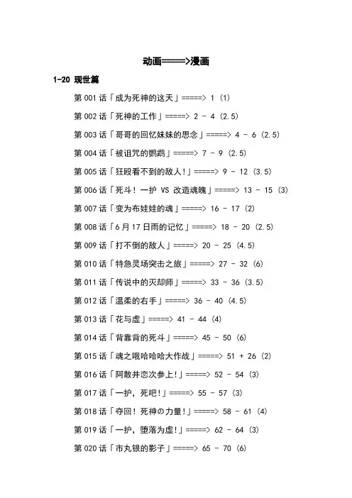 死神漫画及动漫目录集