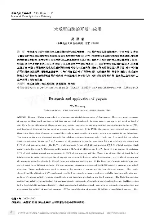 木瓜蛋白酶的开发与应用
