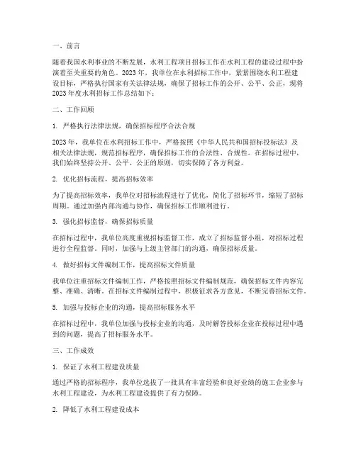 水利招标工作总结范文