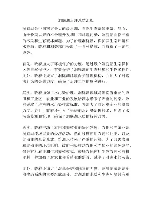 洞庭湖治理总结汇报