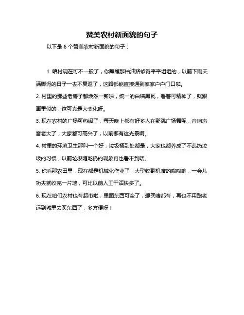赞美农村新面貌的句子