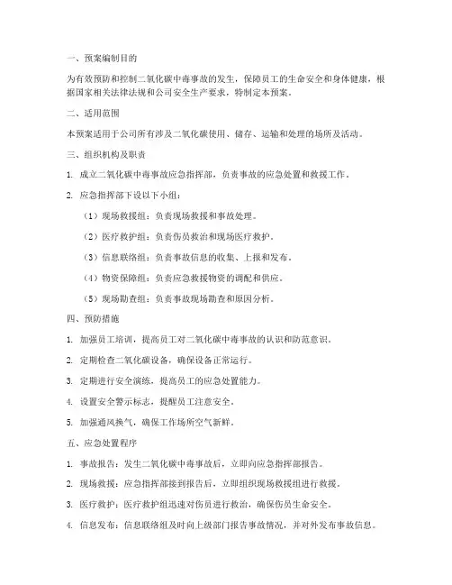 二氧化碳中毒应急预案