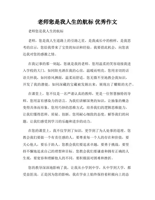 老师您是我人生的航标 优秀作文