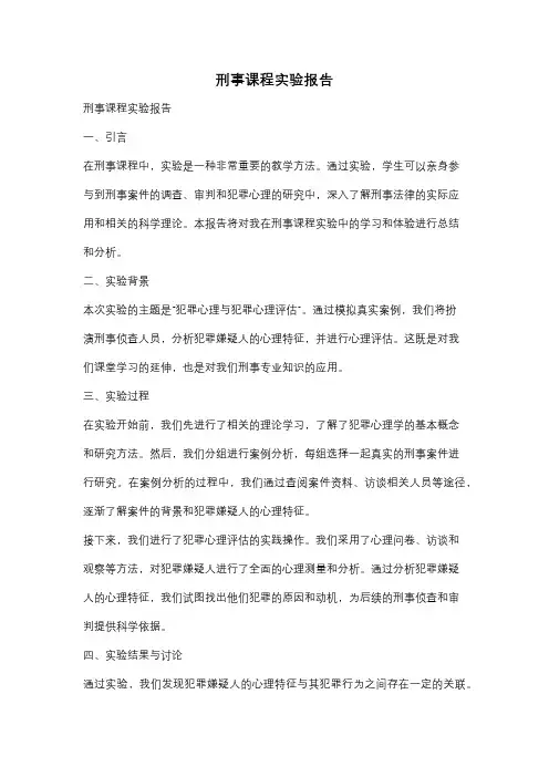 刑事课程实验报告