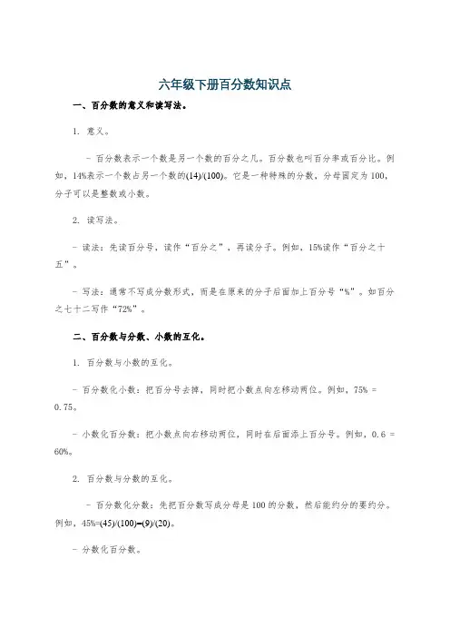 六年级下册百分数知识点