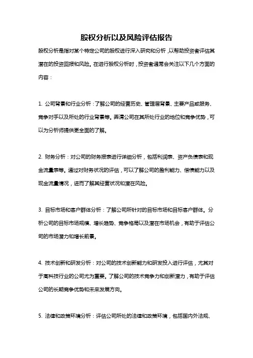 股权分析以及风险评估报告