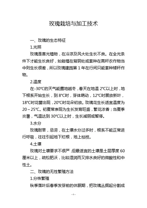 玫瑰栽培与加工技术