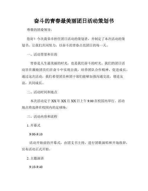 奋斗的青春最美丽团日活动策划书