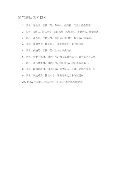 霸气的队名和口号