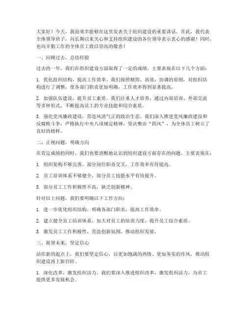组织建设领导发言稿范文