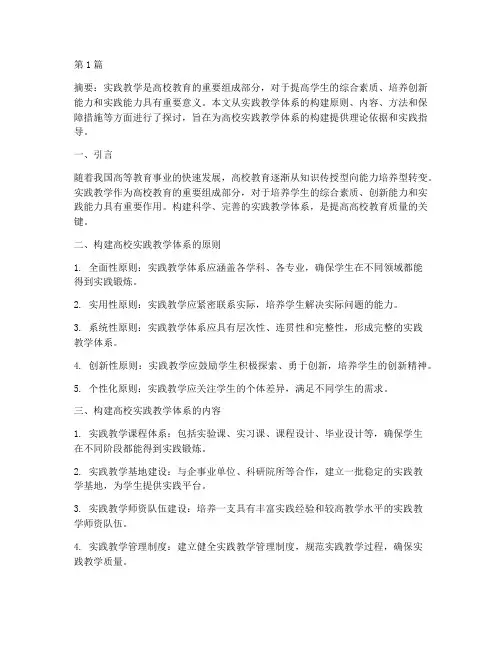 构建高校实践教学体系(3篇)