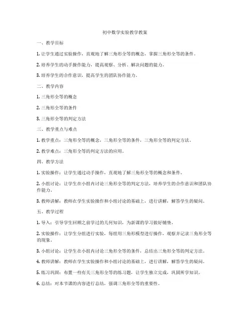 初中数学实验教学教案