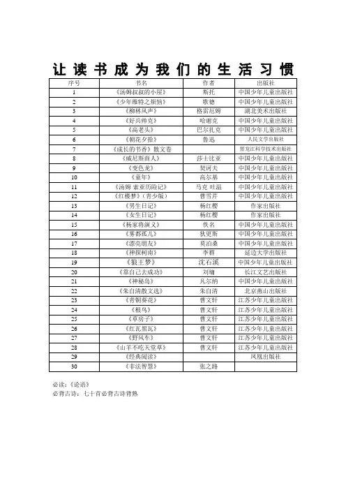 六年级必读书目30本