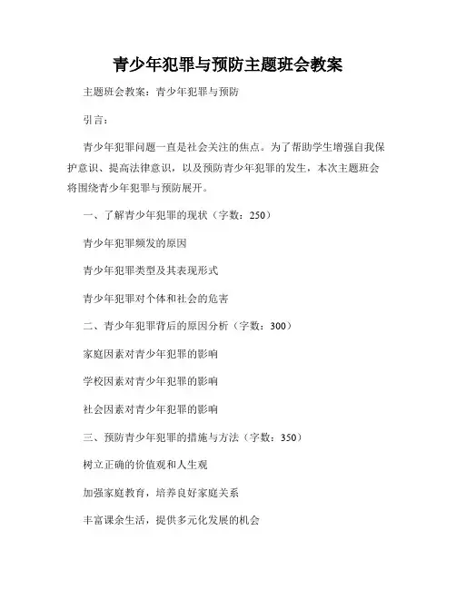 青少年犯罪与预防主题班会教案