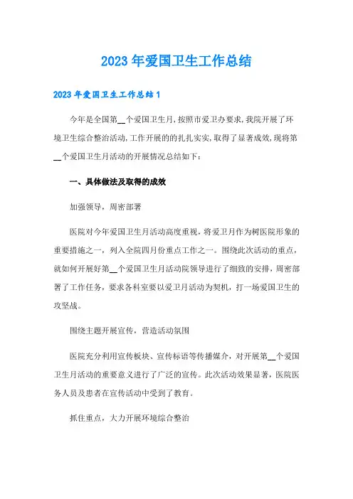 2023年爱国卫生工作总结