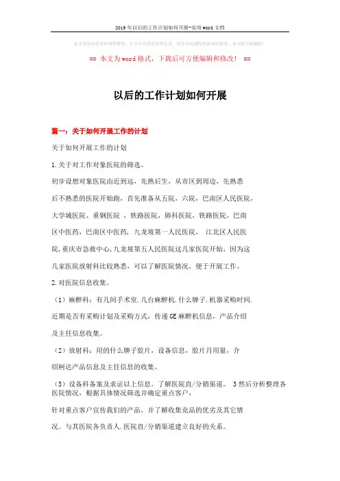 2019年以后的工作计划如何开展-实用word文档 (8页)