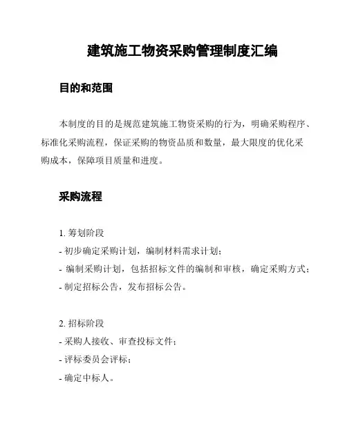 建筑施工物资采购管理制度汇编