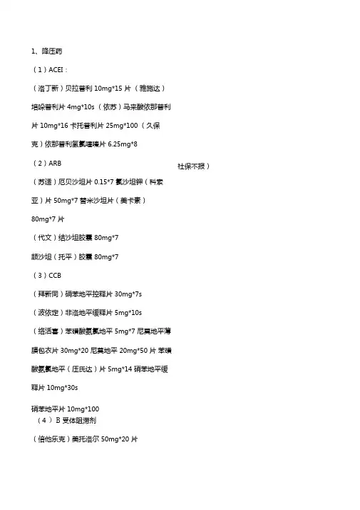 心脏病常用药