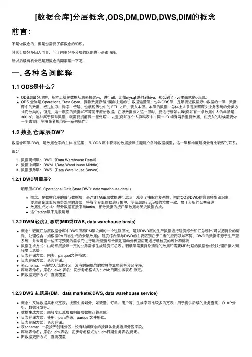 [数据仓库]分层概念,ODS,DM,DWD,DWS,DIM的概念