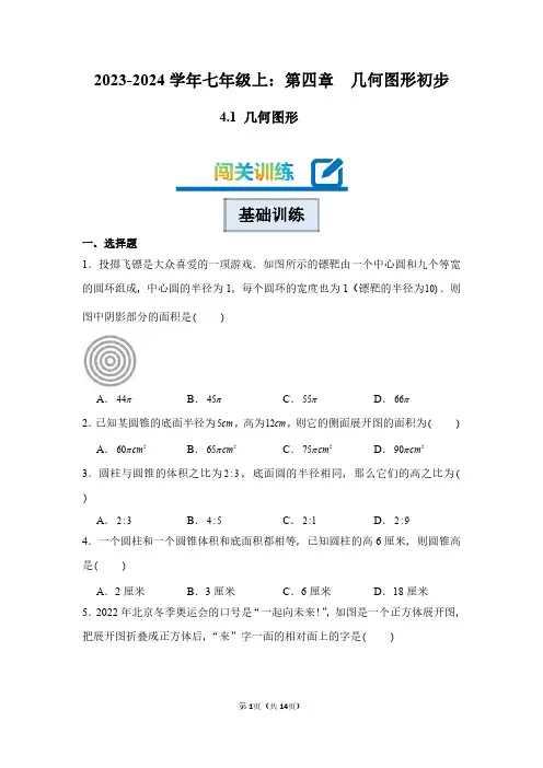 2023-2024学年七年级上学期数学：几何图形(附答案解析)