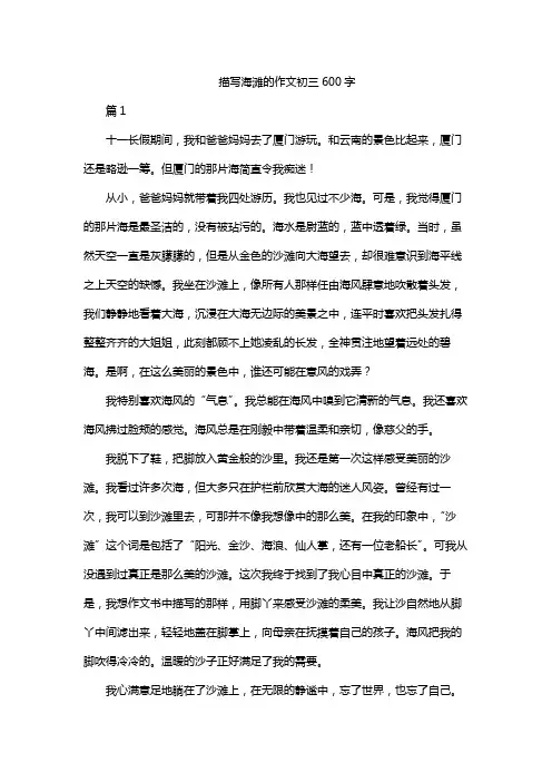 描写海滩的作文初三600字