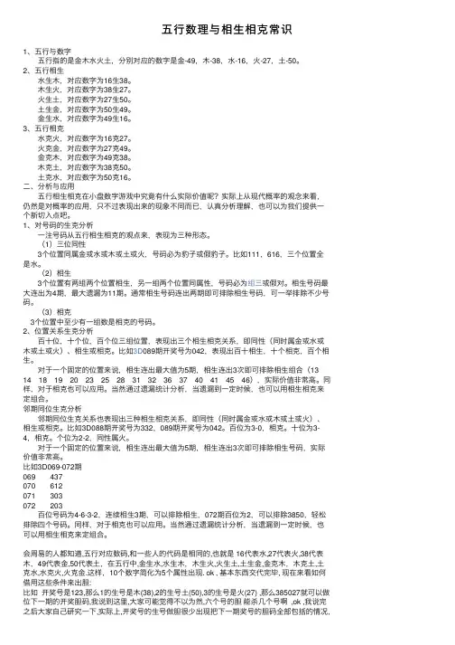 五行数理与相生相克常识