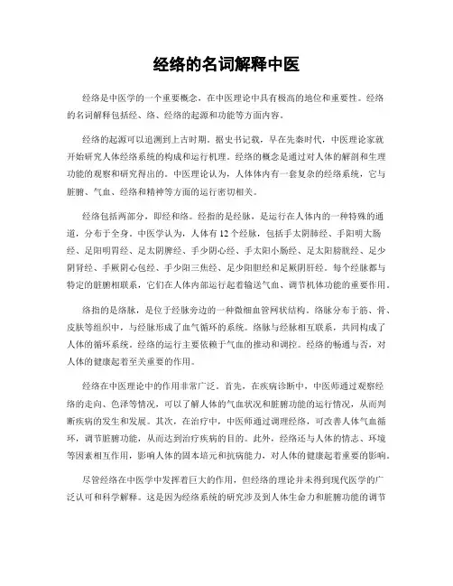 经络的名词解释中医