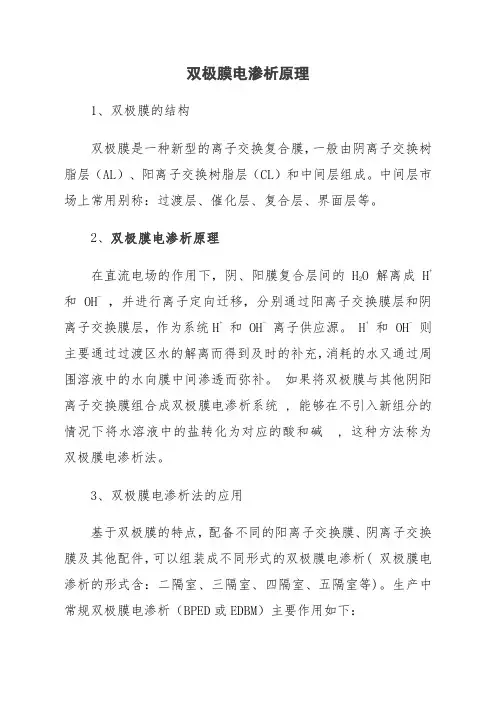 高中化学微专题-双极膜电渗析法