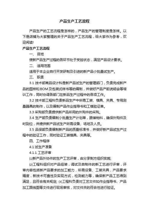 产品生产工艺流程