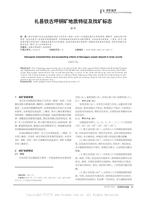 礼县铁古坪铜矿地质特征及找矿标志