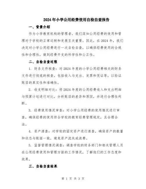 2024年小学公用经费使用自检自查报告