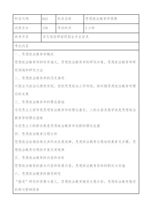 上海海事大学622思想政治教育学原理2021年考研专业课初试大纲