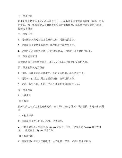 新生儿窒息抢救演练预案