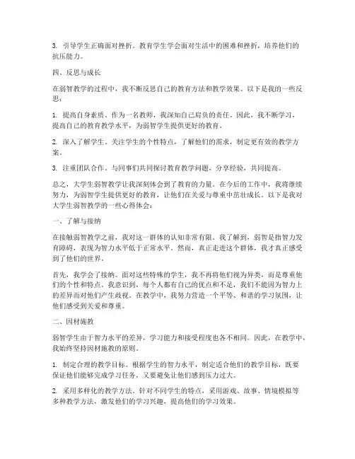 大学生弱智教学心得体会