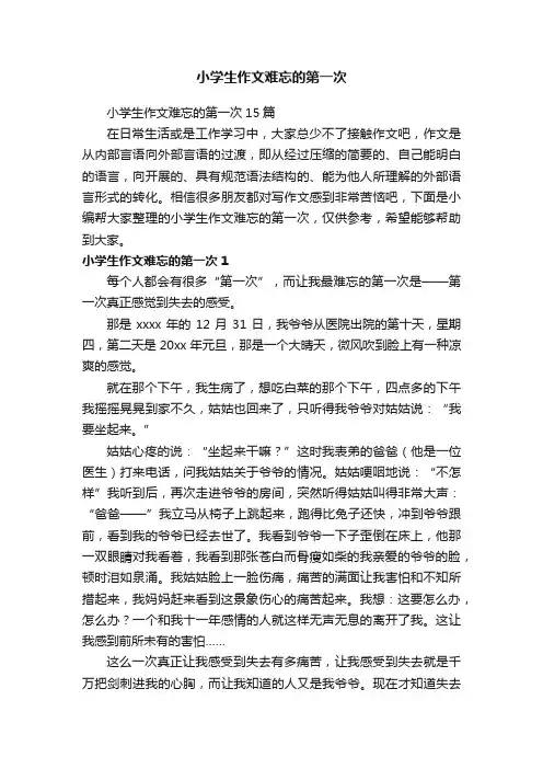 小学生作文难忘的第一次