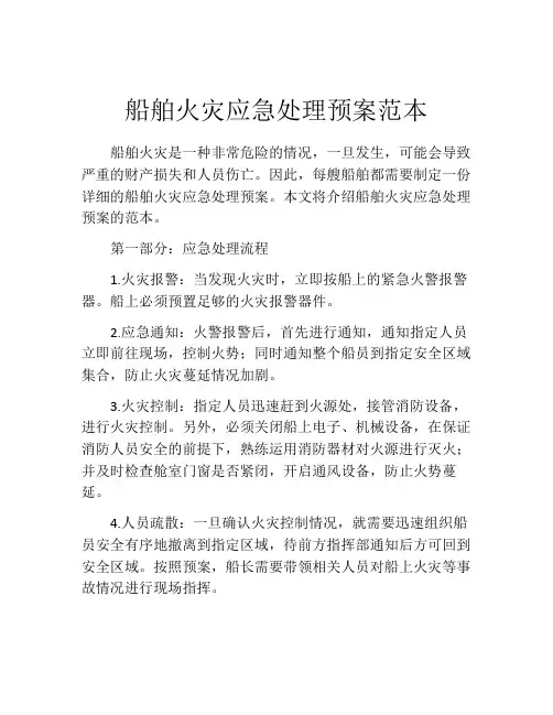 船舶火灾应急处理预案范本