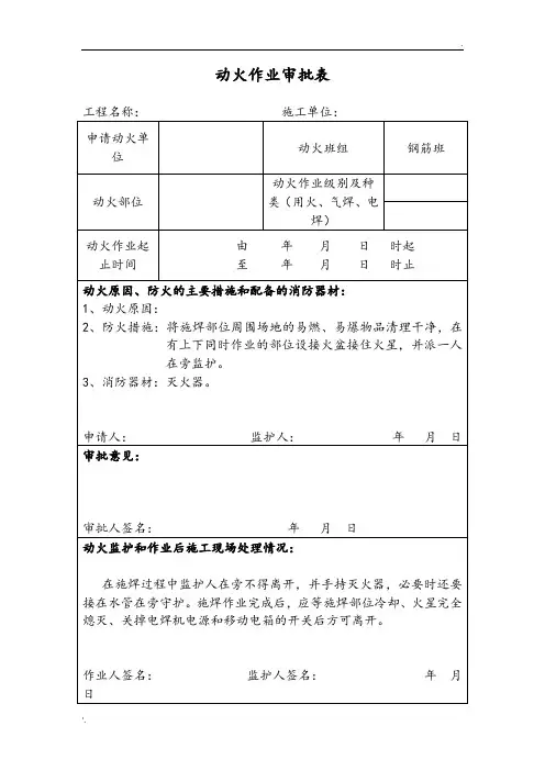 动火作业审批表