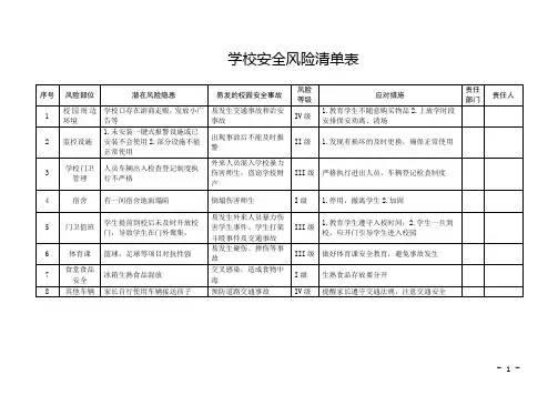 学校安全风险清单表