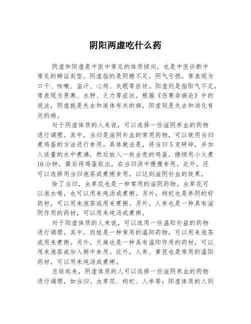 阴阳两虚吃什么药