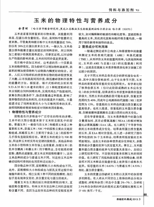 玉米的物理特性与营养成分