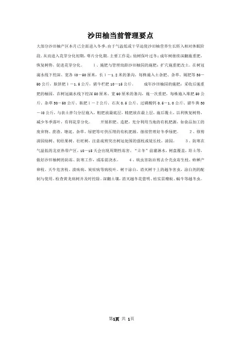 沙田柚当前管理要点