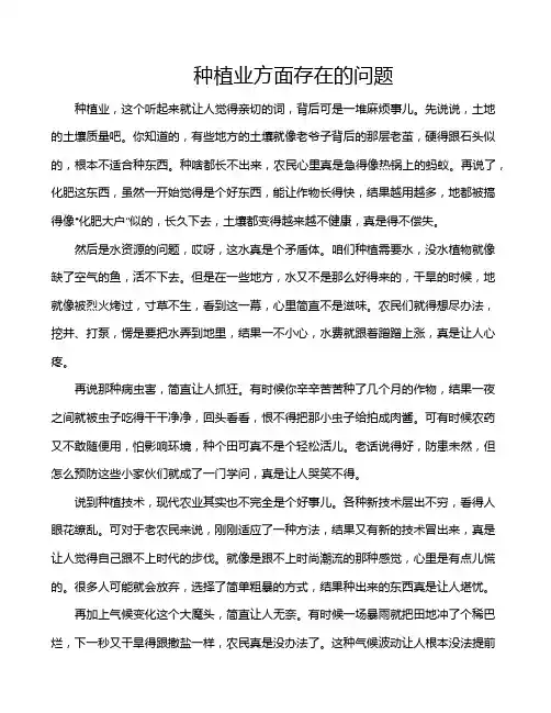 种植业方面存在的问题
