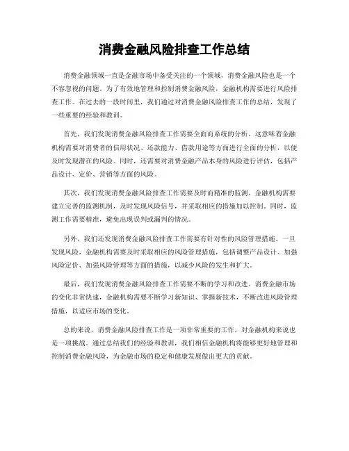 消费金融风险排查工作总结