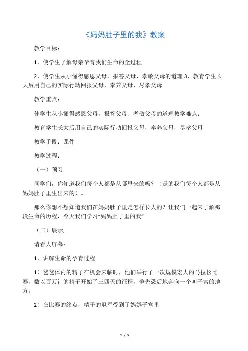 《妈妈肚子里的我》教案