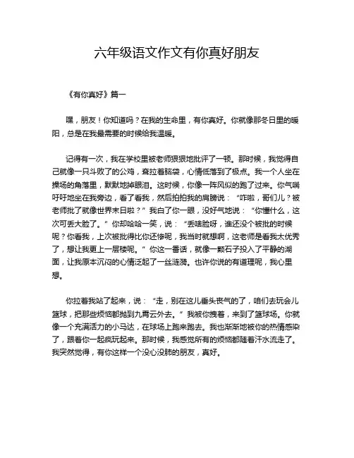 六年级语文作文有你真好朋友
