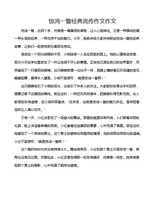 惊鸿一瞥经典流传作文作文