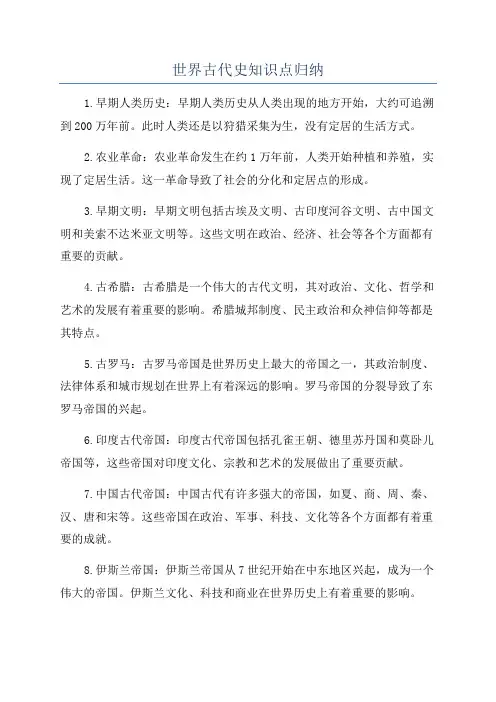 世界古代史知识点归纳