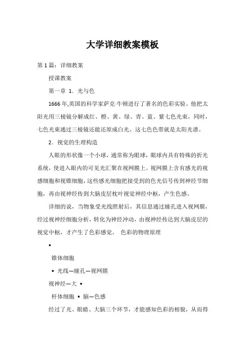大学详细教案模板