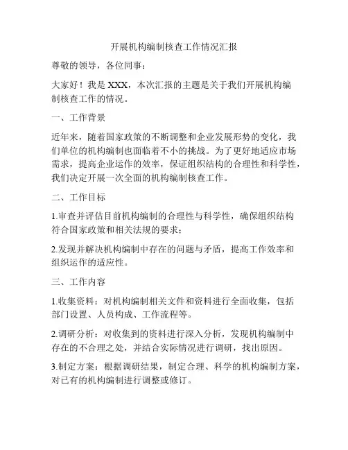 开展机构编制核查工作情况汇报