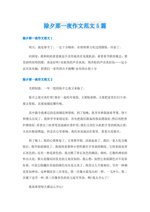 除夕那一夜作文范文5篇